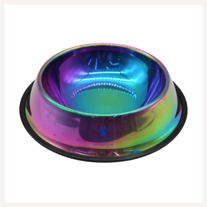 A+a Pets' Rainbow Colour Stainless Steel Feeding Bowl (900ml) - www.aplusapets.com