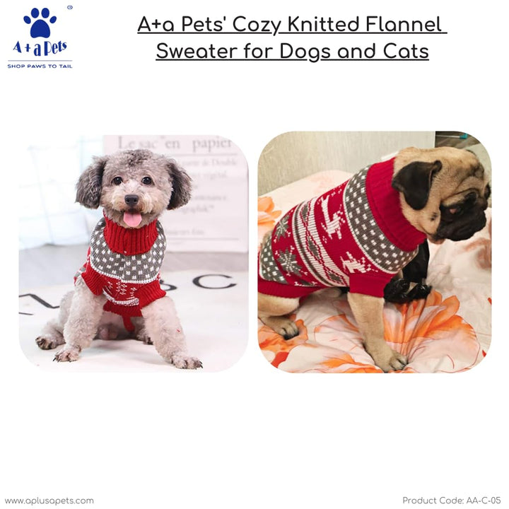 A+a Pets' Cozy Knitted Flannel Sweater for Dogs and Cats (Copy) - www.aplusapets.com