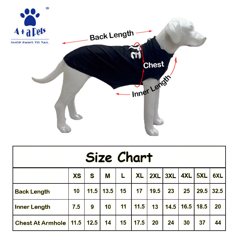 A+a Pets' Graphic Printed (Naughty) T-Shirt for Dog, Puppy and Cat | Round Neck | Breathable Costumes | 100% Cotton