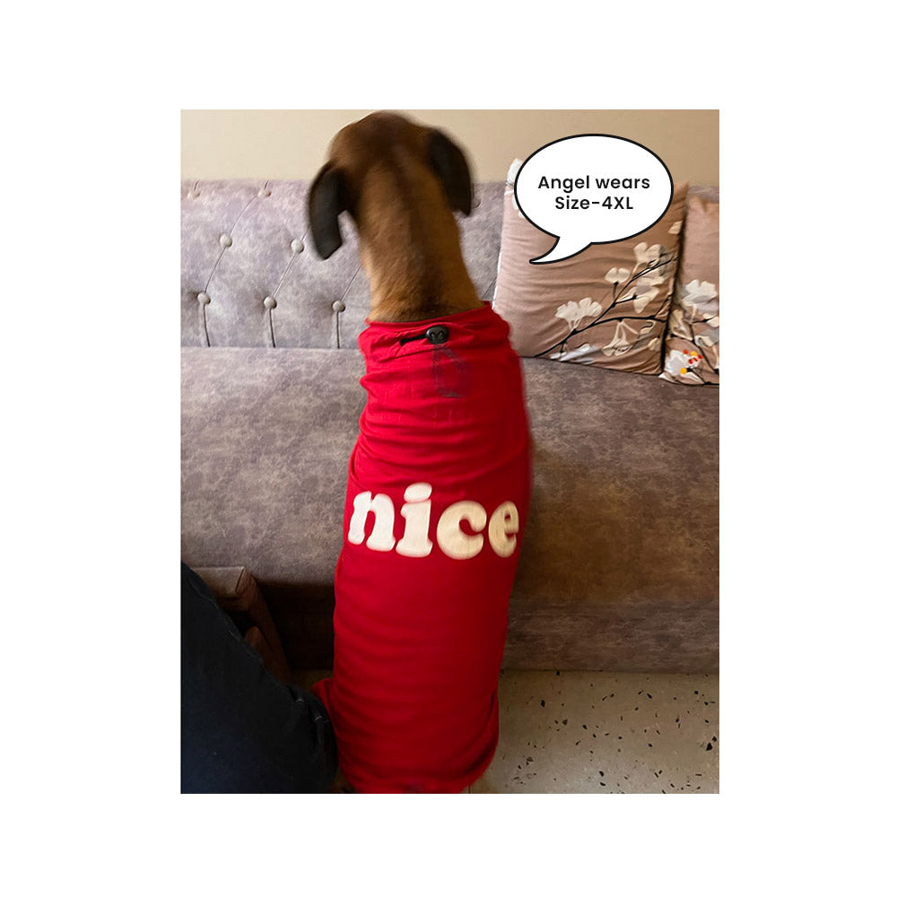 A+a Pets' Graphic Printed (Nice) T-Shirt for Dog, Puppy and Cat | Round Neck | Breathable Costumes | 100% Cotton
