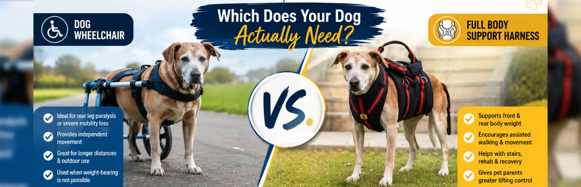 Dog Wheelchair vs. Full Body Support Harness