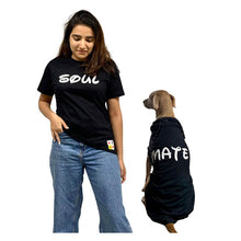 A+a Pets' Graphic Printed T-Shirt for Human 'Soul/Black' & Pets 'Mate/Black' - Combo