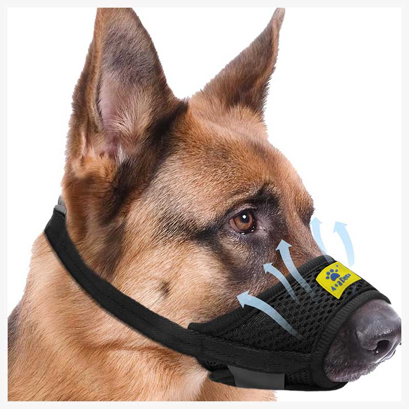 A+a Pets' Soft Muzzle for Dogs Breathable Mesh with Velcro Opening