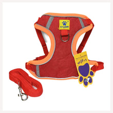 A+a Pets' Reflective Harness & Leash Set for Cats, Puppies, Small Dogs Suede Fabric - Red