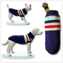 A+a Pets' Cozy Knitted Flannel Sweater for Dogs and Cats - Stripes Blue