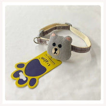 A+a Pets' Bear Design Soft Handmade Adjustable Cat Collar - Grey