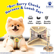 A+a Pets' Bur-Berry Checks Harness & Leash Set for Cats & Dogs - www.aplusapets.com