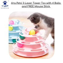 A+a Pets' 3-Layer Tower Toy with 4 Balls and Free Mouse Stick