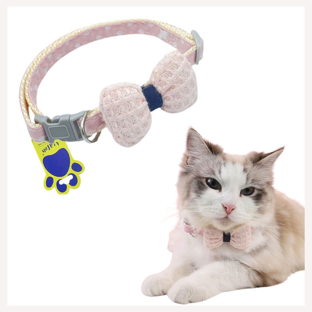 A+a Pets' Soft Handmade Collar for Cats - Bow Design - www.aplusapets.com