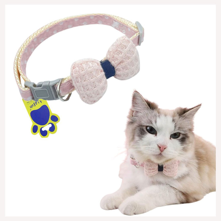 A+a Pets' Soft Handmade Collar for Cats - Bow Design - www.aplusapets.com