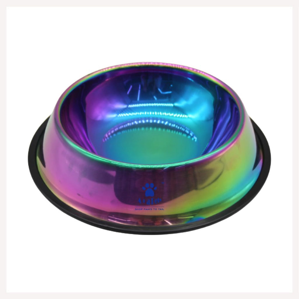 A+a Pets' Rainbow Colour Stainless Steel Feeding Bowl (900ml) - www.aplusapets.com