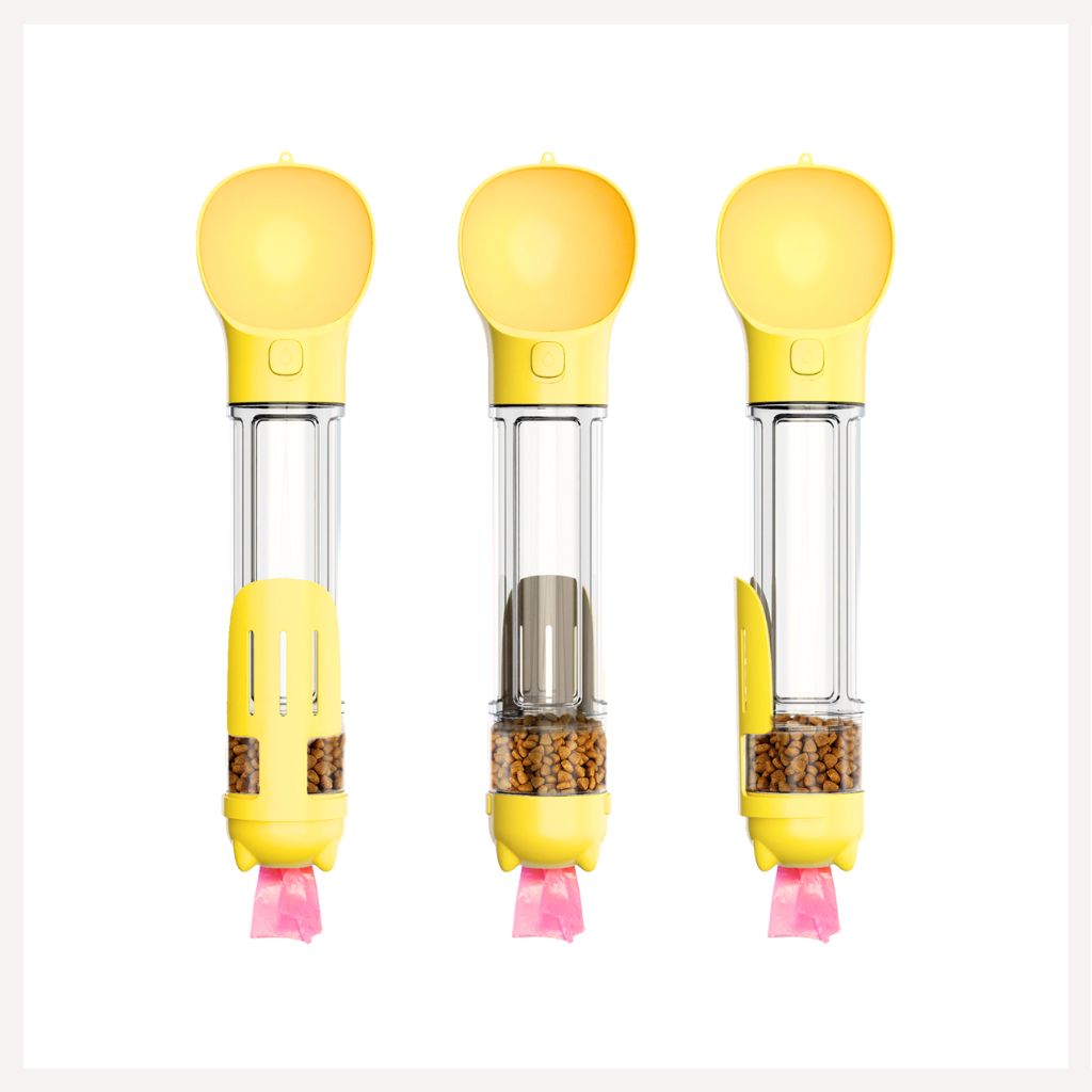 A+A Pets’ 4in1 Bottle for Pet With Water Food Poo Bags & Shovel - www.aplusapets.com