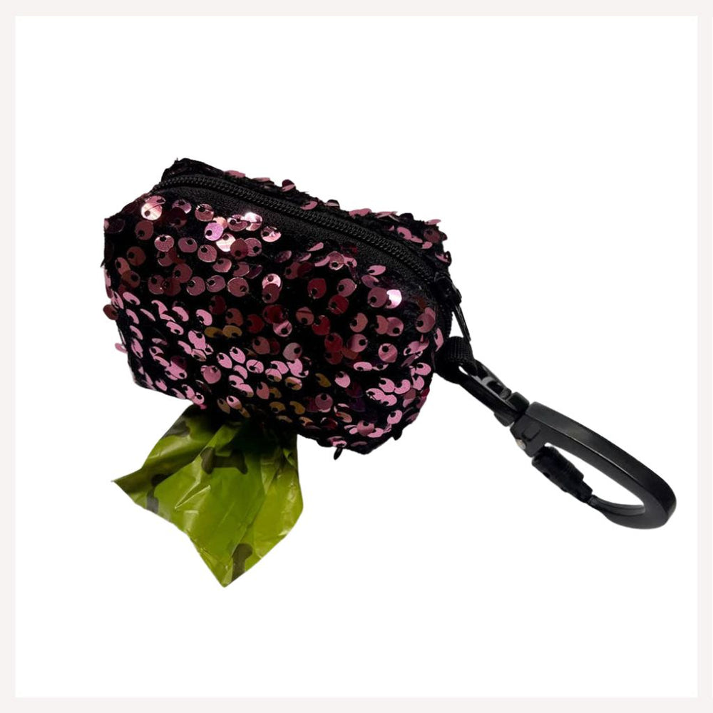 A+a Pets' Sequins Dog Poo Bag Pouch Dispenser-Pink - www.aplusapets.com