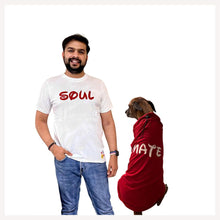 A+a Pets' Graphic Printed T-Shirt for Human 'Soul/Black' & Pets 'Mate/Red' - Combo
