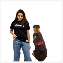 A+a Pets' Graphic Printed T-Shirt for Human 'Soul/Black' & Pets 'Mate/Red' - Combo