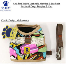 A+A Pets' Retro Vest Harness and Leash Set For Dogs & Cats - Comic