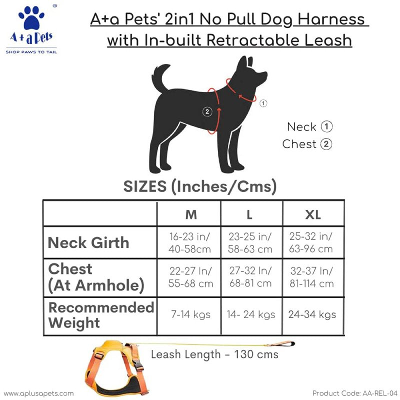 Retractable Dog Harness Size Chart