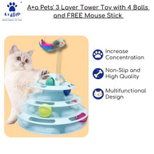 A+a Pets' 3-Layer Tower Toy with 4 Balls and Free Mouse Stick