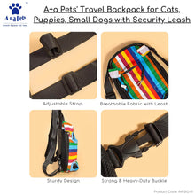 A+a Pets' Hands-Free Travel Colorful Carrier Backpack - with Security Leash