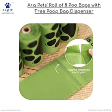 A+a Pets' Eco-Friendly Dog Poop Bags with Dispenser - 1Poo bag holder FREE 15bags/roll (Pack of 8+1)