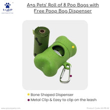 A+a Pets' Eco-Friendly Dog Poop Bags with Dispenser - 1Poo bag holder FREE 15bags/roll (Pack of 8+1)