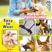 A+a Pets' Soft Muzzle for Dogs - Breathable Mesh with Velcro Opening - www.aplusapets.com