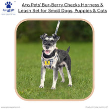 A+a Pets' Bur-Berry Checks Harness & Leash Set for Small Dogs, Puppies & Cats