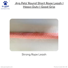 A+a Pets' Round Short Rope Leash | Good Grip for Large, Medium, Heavy Puller Dogs (Pink)