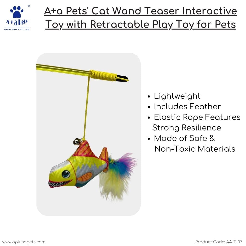 A+a Pets' Cat Wand Nemo Teaser Interactive Toy with retractable attach –