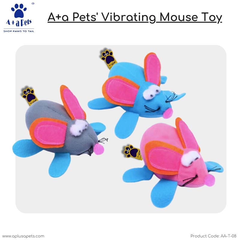 A+a Pets' Vibrating Soft Running Mouse Pet Toy for Interactive Play www.aplusapets.com A+a Pets' Vibrating Soft Running Mouse Pet Toy for Interactive Play www.aplusapets.com