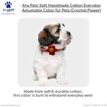 A+a Pets' Crochet Flower Adjustable Cat Collar, Soft Handmade - Pink