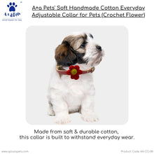 A+a Pets' Crochet Flower Adjustable Cat Collar, Soft Handmade - Yellow