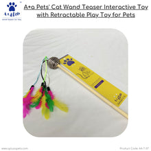 A+a Pets' Cat Wand Teaser Interactive Toy with Round Feather Play - Black