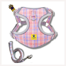 A+a Pets' Harness & Leash Set for Cats, Puppies, Small Dogs Reflective Strips - Pink Checks