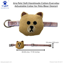 A+a Pets' Bear Design Soft Handmade Adjustable Cat Collar - Brown