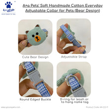 A+a Pets' Bear Design Soft Handmade Adjustable Cat Collar - Pink