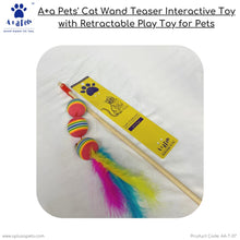 A+a Pets' Cat Wand Teaser Interactive Toy with Retractable Ball Feather Play - Red