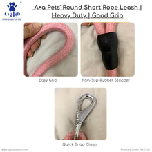 A+a Pets' Round Short Rope Leash for Dog | Good Grip for Large, Medium, Heavy Puller Dogs (Pink)