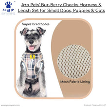A+a Pets' Bur-Berry Checks Harness & Leash Set for Small Dogs, Puppies & Cats