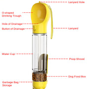 A+A Pets’ 4in1 Bottle for Pet With Water Food Poo Bags & Shovel - www.aplusapets.com