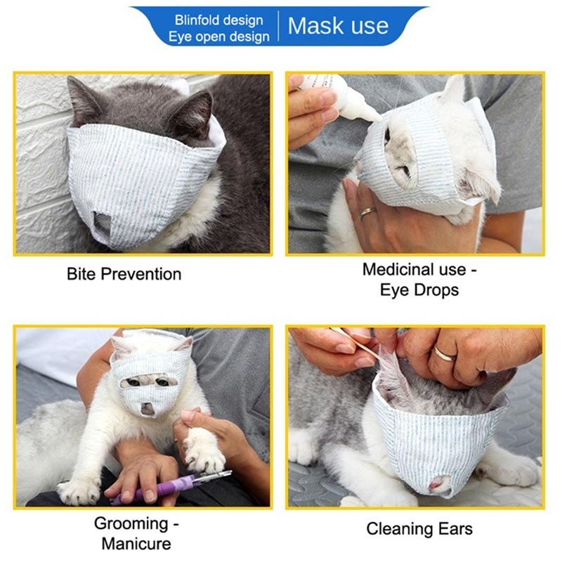 A+a Pets' Soft & Breathable Cat Anti-Bite Mask Muzzle (Blindfold)