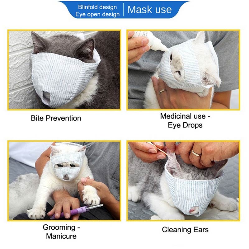 A+a Pets' Soft & Breathable Cat Anti-Bite Mask Muzzle (Eyes Open)