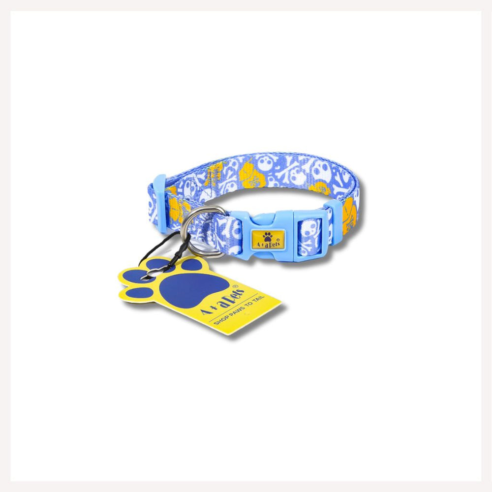 A+A Pets' Pirate Design Collar For Dogs and Cats - Blue - www.aplusapets.com