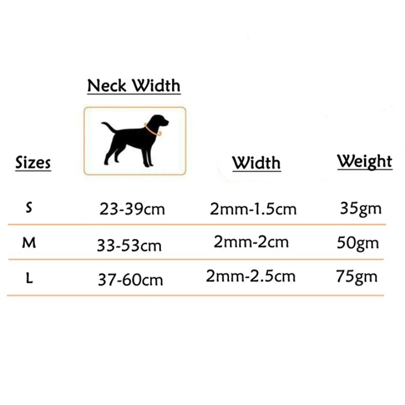 Dog Collar Size Chart
