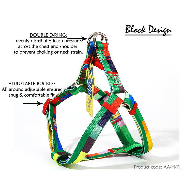 A+a Pets' Step in Harness For Dogs Cats Puppies in Block Design