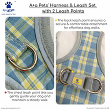A+a Pets' Harness & Leash Set for Cats, Puppies, Small Dogs Reflective Strips - Blue Checks