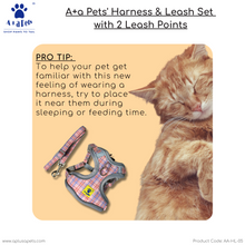 A+a Pets' Harness & Leash Set for Cats, Puppies, Small Dogs Reflective Strips - Pink Checks