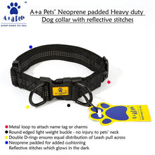 A+a Pets' Neoprene Padded Reflective Collar- Black