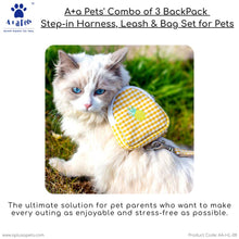A+a Pets' Combo of 3-in-1 Backpack, Harness & Leash Set - Checks Design, Sky Blue