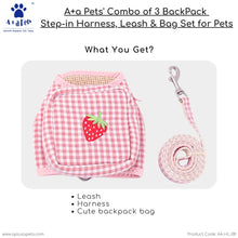A+a Pets' Combo of 3-in-1 Backpack, Harness & Leash Set - Checks Design, Sky Blue
